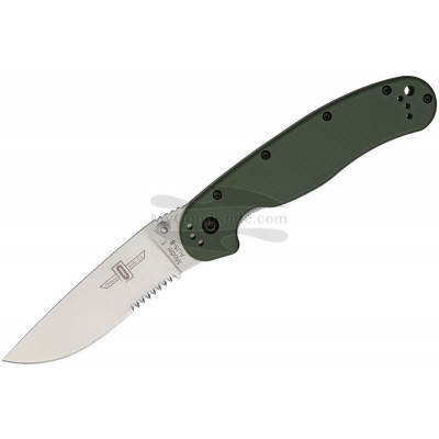 Serrated folding knife Ontario RAT-1 Green Handle 8849OD 8.9cm - 1