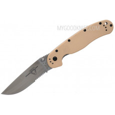 Serrated folding knife Ontario RAT-1 Desert Tan Handle 8849DT 8.9cm - 1