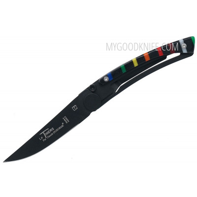 Folding knife Claude Dozorme Thiers liner black blade, colored stripes 19017915N 8cm - 1