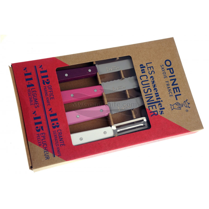 Opinel 4-Piece Essentials Small Kitchen Knives Set, Primarosa Multi-Color  Hornbeam Handles - KnifeCenter - 001736 - Discontinued