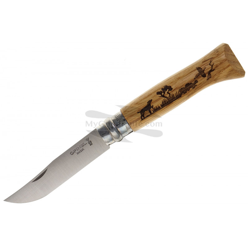 No.08 Oak Engraved Handle Folding Knife - Animalia - OPINEL USA