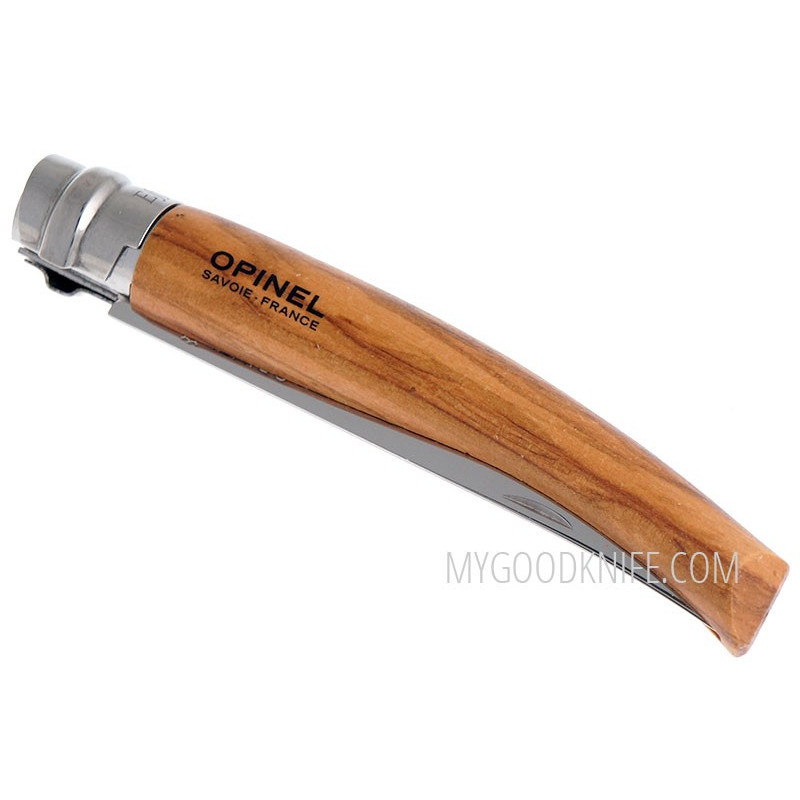 Folding knife Opinel No10 Slim olive wood with Wood Box & Sheath 1090 10cm  for sale