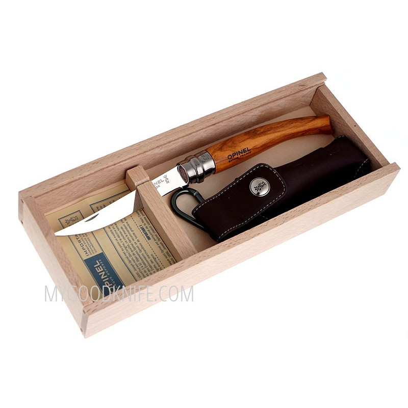 Wooden sliding top box Opinel No 8 Olive wood Handle with sheath - OPINEL  USA