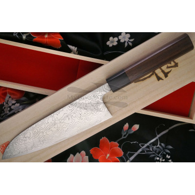 Santoku Couteau Japonais Takeshi Saji Damascus SG2 HB-5704 18cm