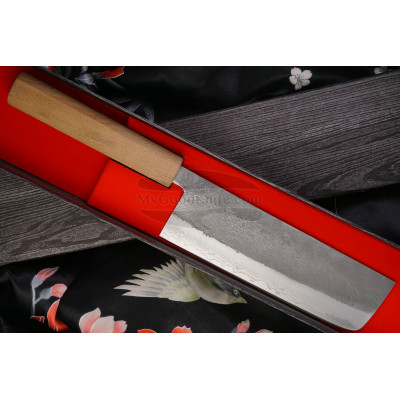 Nakiri Japanese kitchen knife Kunio Masutani VG-1 Damascus Walnut M-2763 17cm