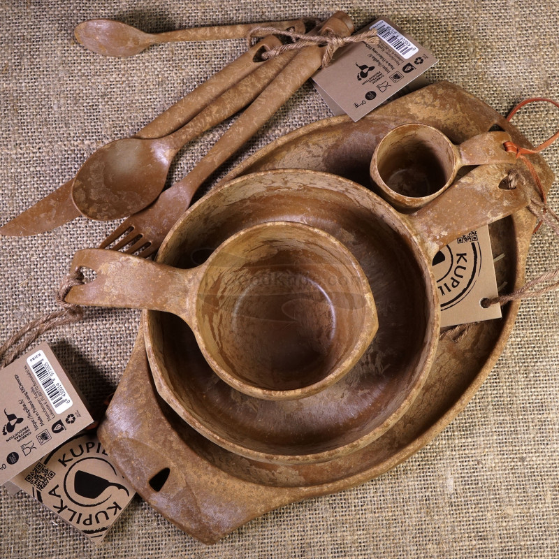 Set Posate Relags Kupilka 4 Pezzi In Fibra Di Legno Di Pino E Polipropilene, Resistenti E Lavabili, Per Campeggio E Outdoor, Unisex