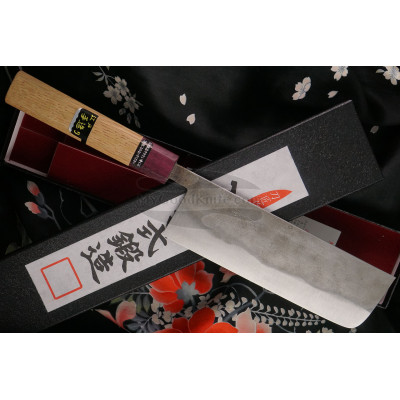 Japanilainen vihannesveitsi Nakiri Goko Hamono Shirogami S/S Clad GHO-004 16.5cm