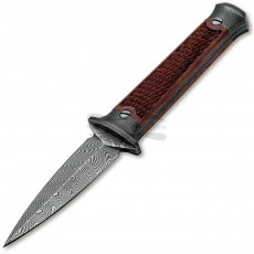 Boker P08 Boot Dagger 3.23 Nichols Boomerang Damascus Blade, Textured  Rosewood Handles, Leather Sheath - KnifeCenter - 121515DAM