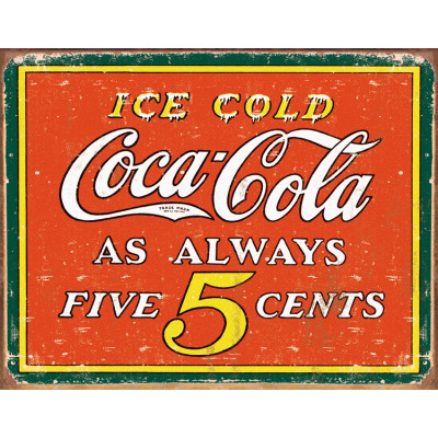 Жестяная табличка Coke Always Five Cents TSN1471