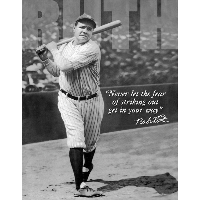 Babe Ruth No Fear Baseball Blechschild Flach Neu aus USA 31x40cm mit Bset 