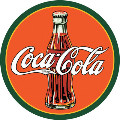 Blechschild Coke Round 30s Bottle & Logo TSN1069