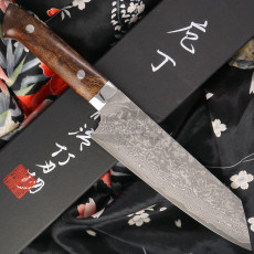 Japanese kitchen knife Takeshi Saji Bunka Iron Wood Nickel Damascus HA-4106 17cm