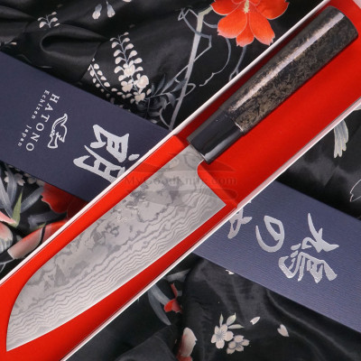 Japanilainen Santoku-veitsi Kenshiro Hatono VG10 Damascus, Japanese lacquer KH-A 17cm