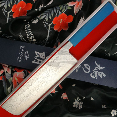 Nakiri Couteau Japonais Kenshiro Hatono VG10 Nickel Damascus, paper KH-P8 21cm