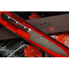 Japanese kitchen knife Hiroshi Kato Petty Black Nickel Damascus D610 12cm