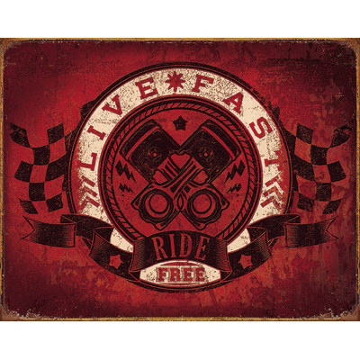 Cartel de chapa Live Fast Ride Free TSN2052