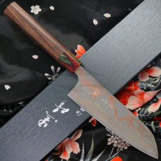 Santoku Japanese kitchen knife Yu Kurosaki VG10 Forged Colored Damascus ZVCD-165SAR 16.5cm