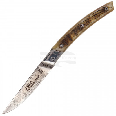 Folding knife Claude Dozorme Thiers RLT damascus Ram horn 5.90.320.37D 9cm