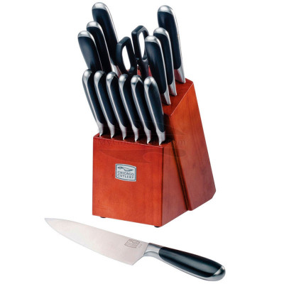 15pcs Kitchen Knife Set, Kitchen Knife Set with Block, High  Carbon Stainless Steel Knives with Wooden Handle: Home & Kitchen