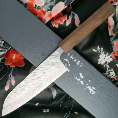 Japanilainen Santoku-veitsi Yu Kurosaki Fujin VG10 Damascus Wenge ZVD-165SAW 16.5cm