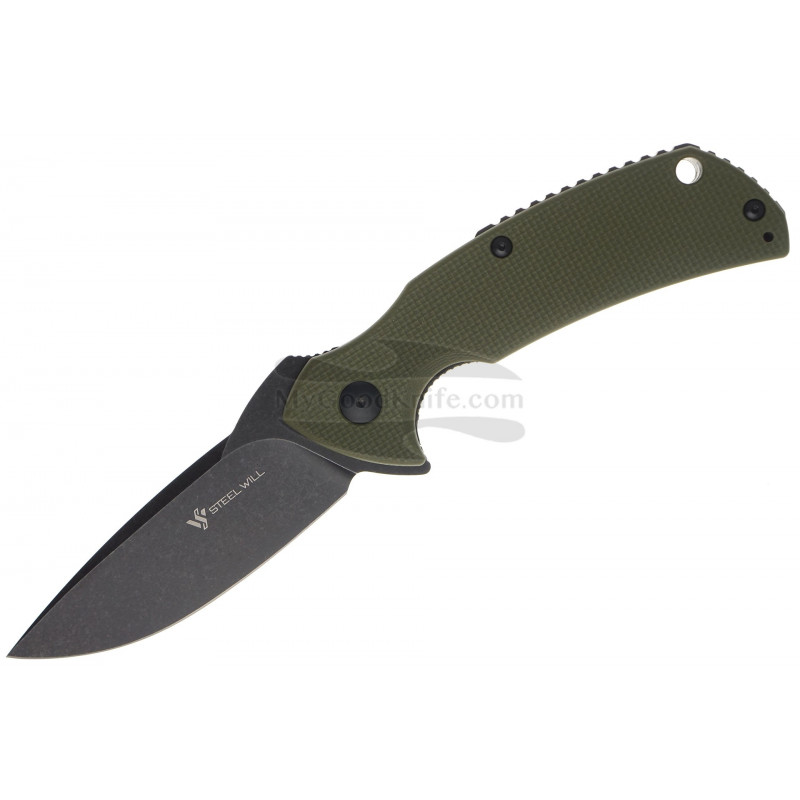 Folding knife Steel Will Plague Doctor Green handle, black blade F16M-33  8.6cm for sale