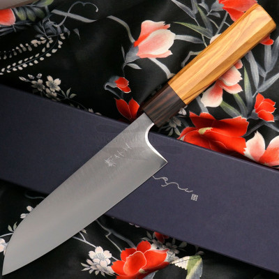 Японский кухонный нож Сантоку T. Ikeda Олива TIKS17OLCM 17см