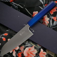 Японский кухонный нож Сантоку Takumi Ikeda синий TIKS17PUCM 17см