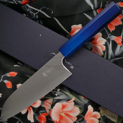 Japanilainen Santoku-veitsi T. Ikeda sininen TIKS17PUCM 17cm