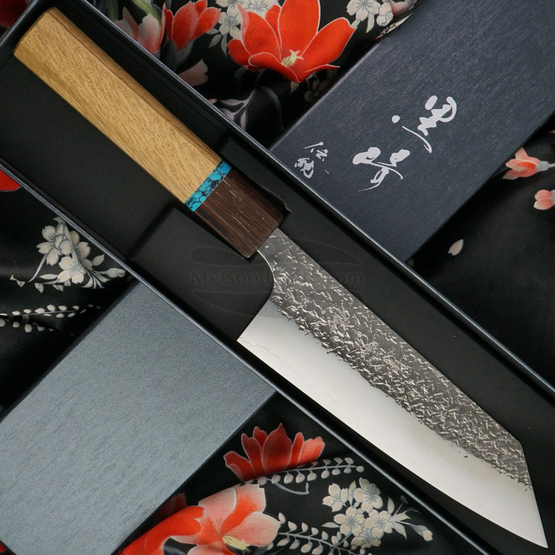 Japanese kitchen knife Takeshi Saji Bunka Iron Wood Nickel Damascus HA-4106  17cm for sale