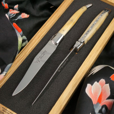 Steak knife Laguiole en Aubrac Set of 2 Solid horn 22C99PCIH 11cm
