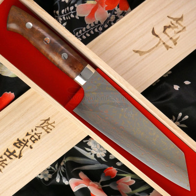 Bunka Japanese kitchen knife Takeshi Saji VG10 Colored Damascus HI-11206 17cm