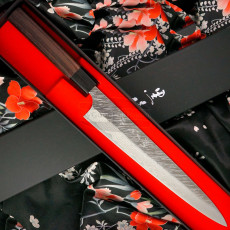 Japanilainen viipalointiveitsi Sujihiki Yu Kurosaki Fujin VG10 Damascus Fujin VG-10 Damascus Ruusupuuta ZVD-270SLR 27cm