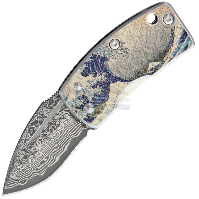 Folding knife G. Sakai Ukimon Blue Wave GS11606 4.1cm for sale