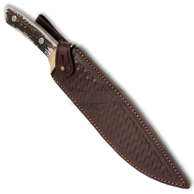 Knife Sheath Fixed Blade Brown Basketweave Leather Large Bowie