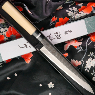 Japanilainen sushi veitsi Yanagiba Tojiro Hammered Black F-1080 21cm