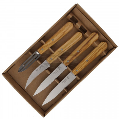Kitchen knife set Opinel Olive 4 Essentials Box 002163