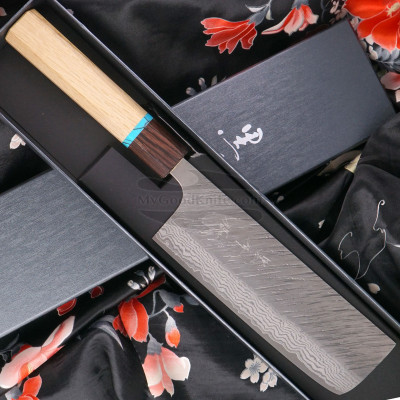 Japanese kitchen knife Nakiri Yu Kurosaki Fujin VG10 Damascus ZVD-165NAOWQ 16.5cm