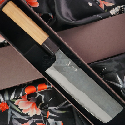 Японский кухонный нож Накири Yoshimi Kato Aogami Super S/S clad Cherry D-902 16.5см