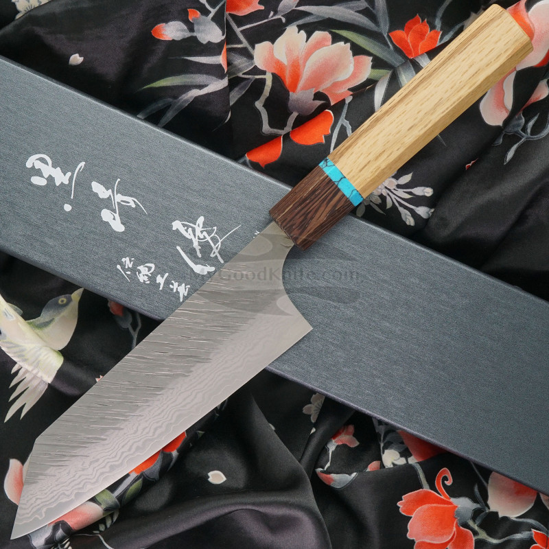 Japanese kitchen knife Takeshi Saji Bunka Iron Wood Nickel Damascus HA-4106  17cm for sale