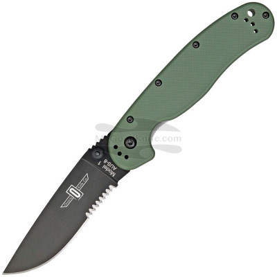 Wellenschliffmesser Ontario RAT-1 Black Combo Blade, Green Handle 8847OD 8.9cm