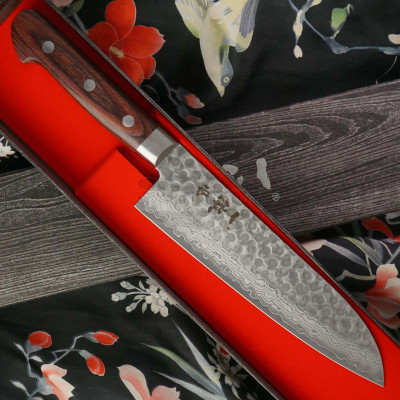 Santoku Japanese kitchen knife Ittetsu Damascus VG10 IWC-102 18cm