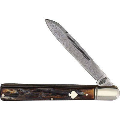 Couteau pliant Rough Ryder Doctor Cannelle Os Damascus 2526