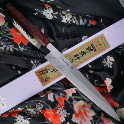 Японский кухонный нож Янагиба Sakai Takayuki Nanairo Wine Red 14609 24см