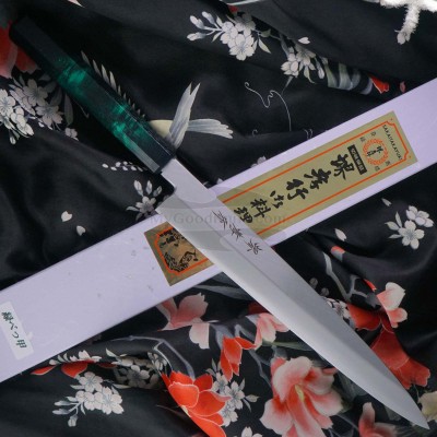 Японский кухонный нож Янагиба Sakai Takayuki Nanairo Зеленый 14528 24см