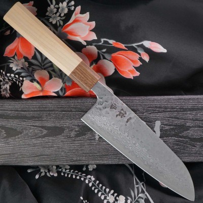 Santoku Couteau Japonais Ittetsu Hokiyama OEM Ginsan IWH-404 16.5cm