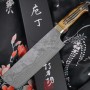 Nakiri Japanisches Messer Takeshi Saji VG10 Damast, Stierknochen HA4605 17cm