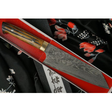 Japanese kitchen knife Takeshi Saji Bunka Iron Wood Nickel Damascus HA-4106  17cm for sale