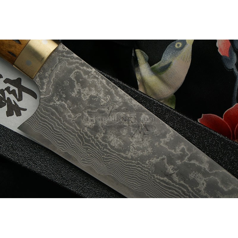 Japanese kitchen knife Takeshi Saji Bunka Iron Wood Nickel Damascus HA-4106  17cm for sale