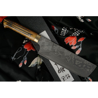Nakiri Japanese kitchen knife Takeshi Saji VG10, bull bone HA4605 17cm - 1