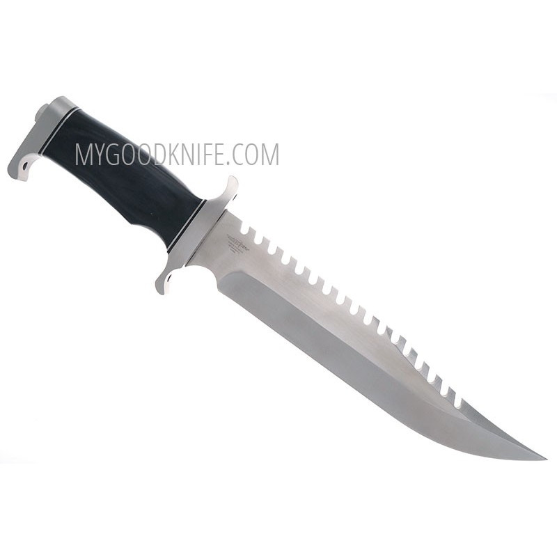 United Gil Hibben Survivor Bowie Knife 10 Sawback Blade, Micarta Handles, Leather  Sheath - KnifeCenter - GH5026